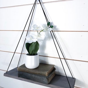 Rope shelves hanging rope shelf for plants succulent shelf rustic wood shelf bathroom shelves floating shelf image 3