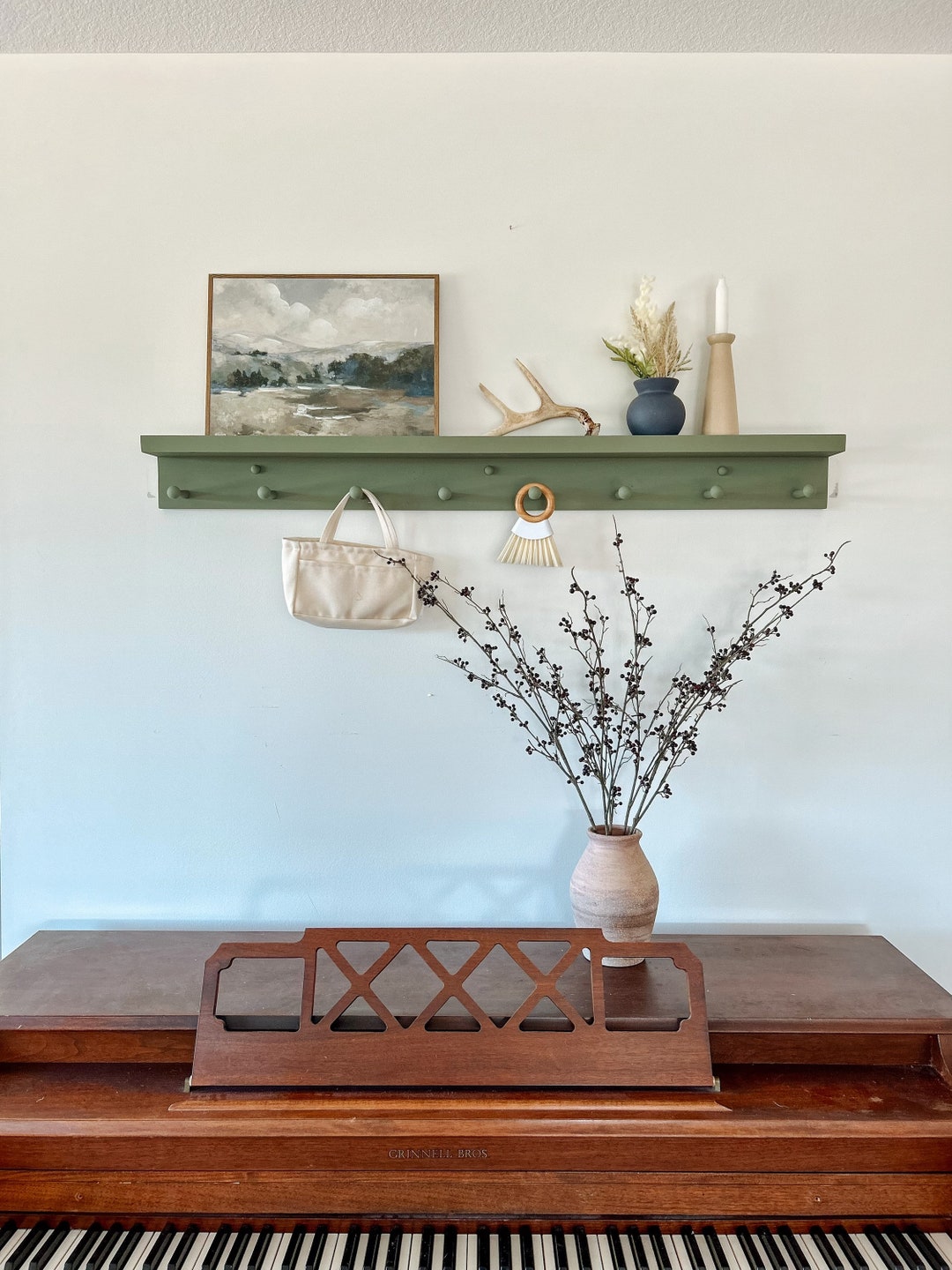 Shelf With Hooks and Ledge Shelf for Pictures Kitchen Etsy