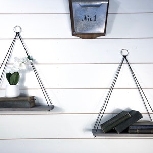 Rope shelves | hanging rope shelf for plants | succulent shelf | rustic wood shelf | bathroom shelves | floating shelf