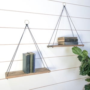 Rope shelves | hanging rope shelf for plants | succulent shelf | rustic wood shelf | bathroom shelves | floating shelf