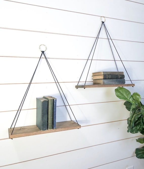 Rope shelves | hanging rope shelf for plants | succulent shelf | rustic  wood shelf | bathroom shelves | floating shelf