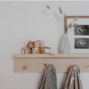 Shelf with hooks | playroom organizer | Kitchen decor | Wooden peg rail | wooden peg rack | playroom shelf decor | minimalist | hook rack