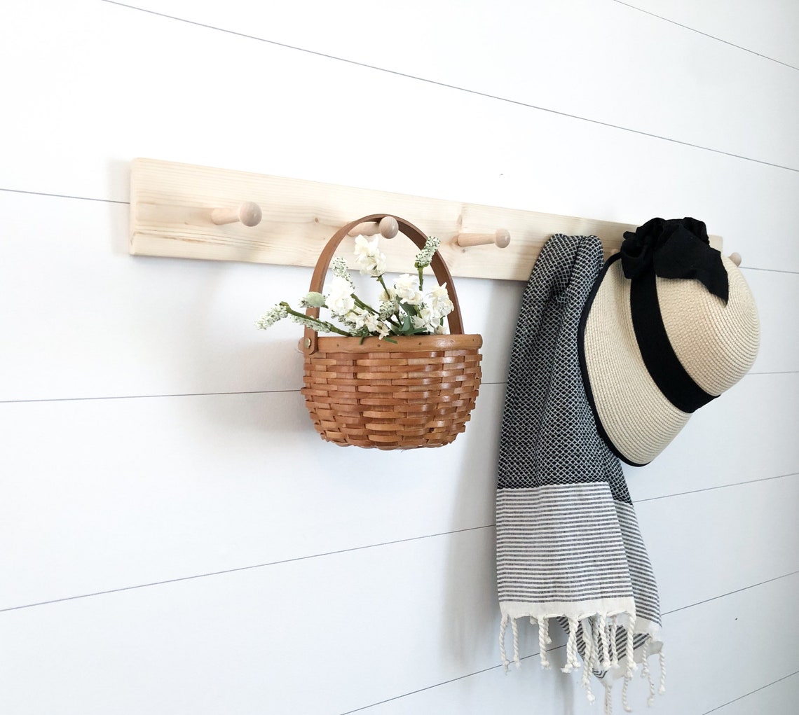 Hat Rack Wooden Peg Rail Shaker Peg Rack Wooden Peg Rack Etsy