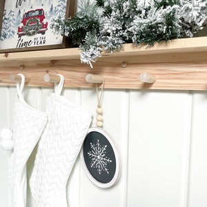 Shelf with hooks | Christmas stocking hooks | Wooden peg rail | wooden peg rack | coat rack | entryway decor | minimalist | shaker peg