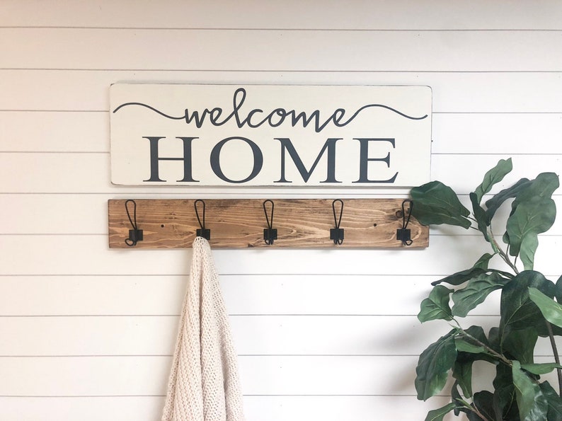 Wood Hook Rack Sign Wooden Coat Rack Farmhouse Etsy Australia