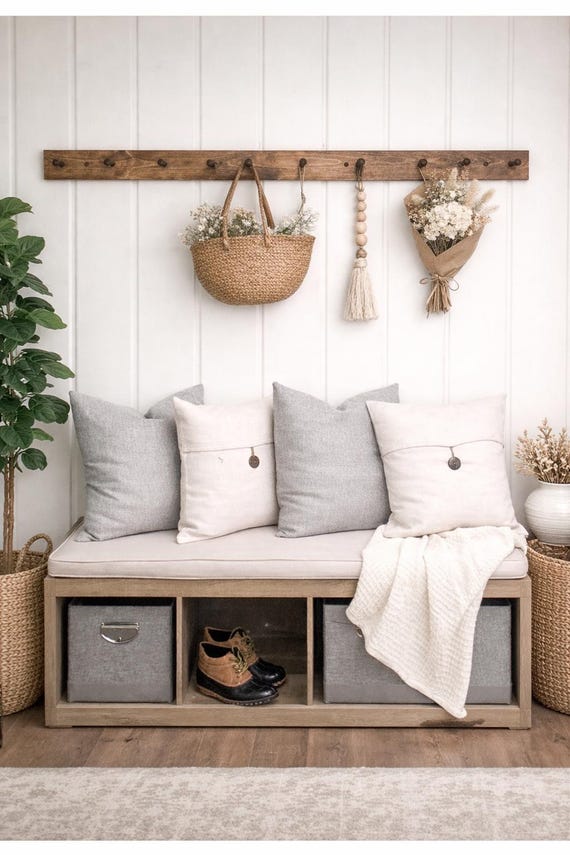 Pine Wooden Peg Rail: Shaker Style Hat Rack, Entryway Decor