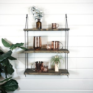 Ropes shelves | floating shelf | hanging shelves | rope shelf | wood home decor | bathroom shelf | nursery decor | kitchen shelf
