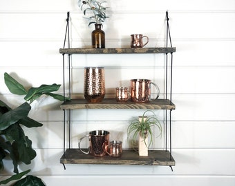 Ropes shelves | floating shelf | hanging shelves | rope shelf | wood home decor | bathroom shelf | nursery decor | kitchen shelf