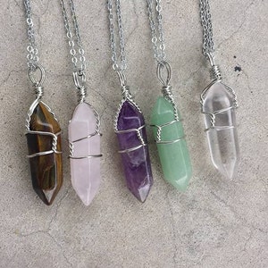 Crystal Point Necklace, Amethyst Crystal, Rose Quartz Crystal, Tiger Eye Crystal, Aventurine Crystal, Crystal Necklace, Witch Jewelry, Wicca image 2