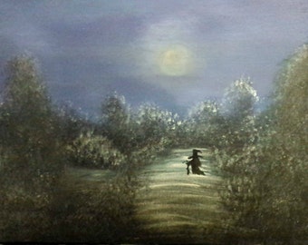 Witch Painting, OOAK Witch Art, Moonlight Painting, Original Artwork, Original Painting, 11 x 14 Painting, Witch Art, Pagan, Wicca Witch