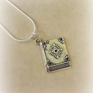 Spell Book Necklace, Grimoire Necklace, Silver Witch Necklace, Witchcraft Supplies, Wicca Jewelry, Witch Jewelry, Book of Shadows