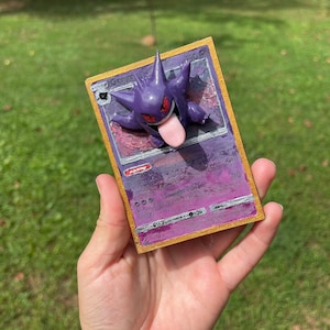 Cartão Pokémon - Gengar - Mini figura impressa em resina 3D de 75 mm dnd - pintada à mão - feita à mão - estatueta colecionável - Fantasia