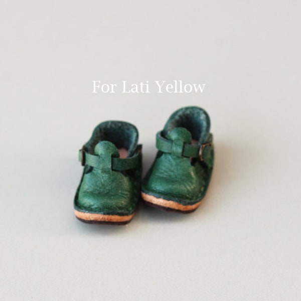 T- Strap shoe 1 pair for Lati yellow color Dark Green