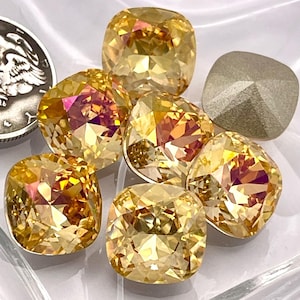 Mystic Saffron F (12mm) Swarovski 4470 Cushion Cut Stones