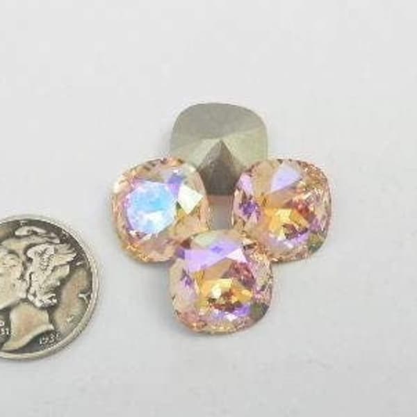 Light Peach Illumine F (12mm) Swarovski 4470 Cushion Cut Stones