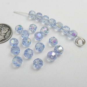 Light Sapphire AB (6mm) Vintage West German Art 20 Glass Beads
