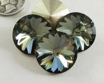 Black Diamond F (14mm or 18mm) Swarovski 1122 Rivoli Stones