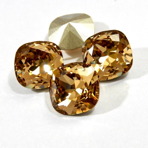 Light Colorado Topaz F (12mm) Swarovski 4470 Cushion Cut Stones