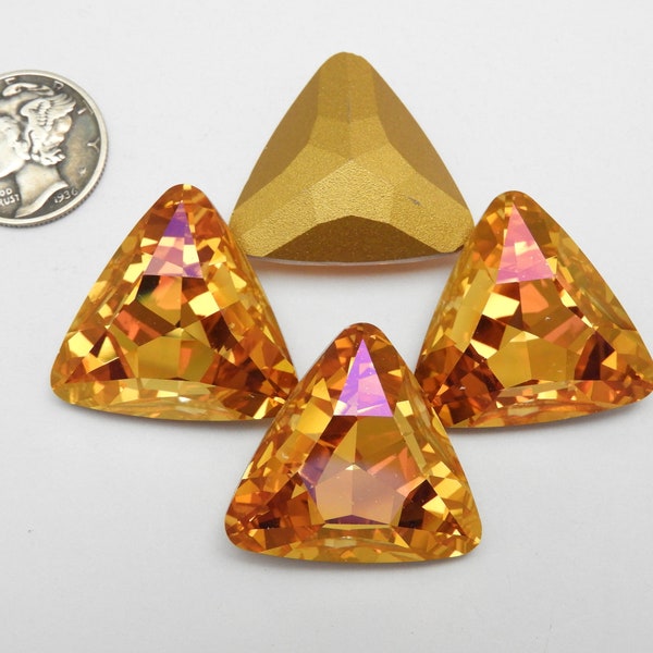 Mystic Saffron GF (23mm) Vintage Swarovski 4727 Faceted Triangle Fancy Stones