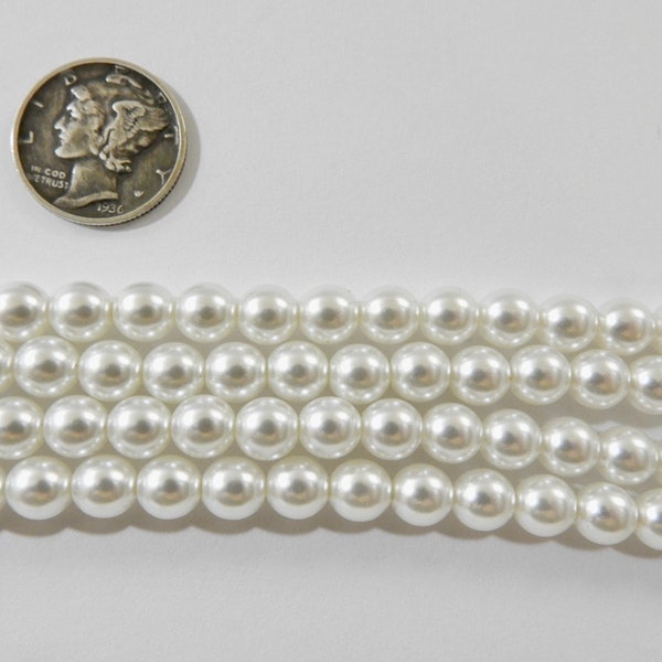 White Glass Pearls (3mm, 4mm or 6mm) 1 Full Stand Czech Beads