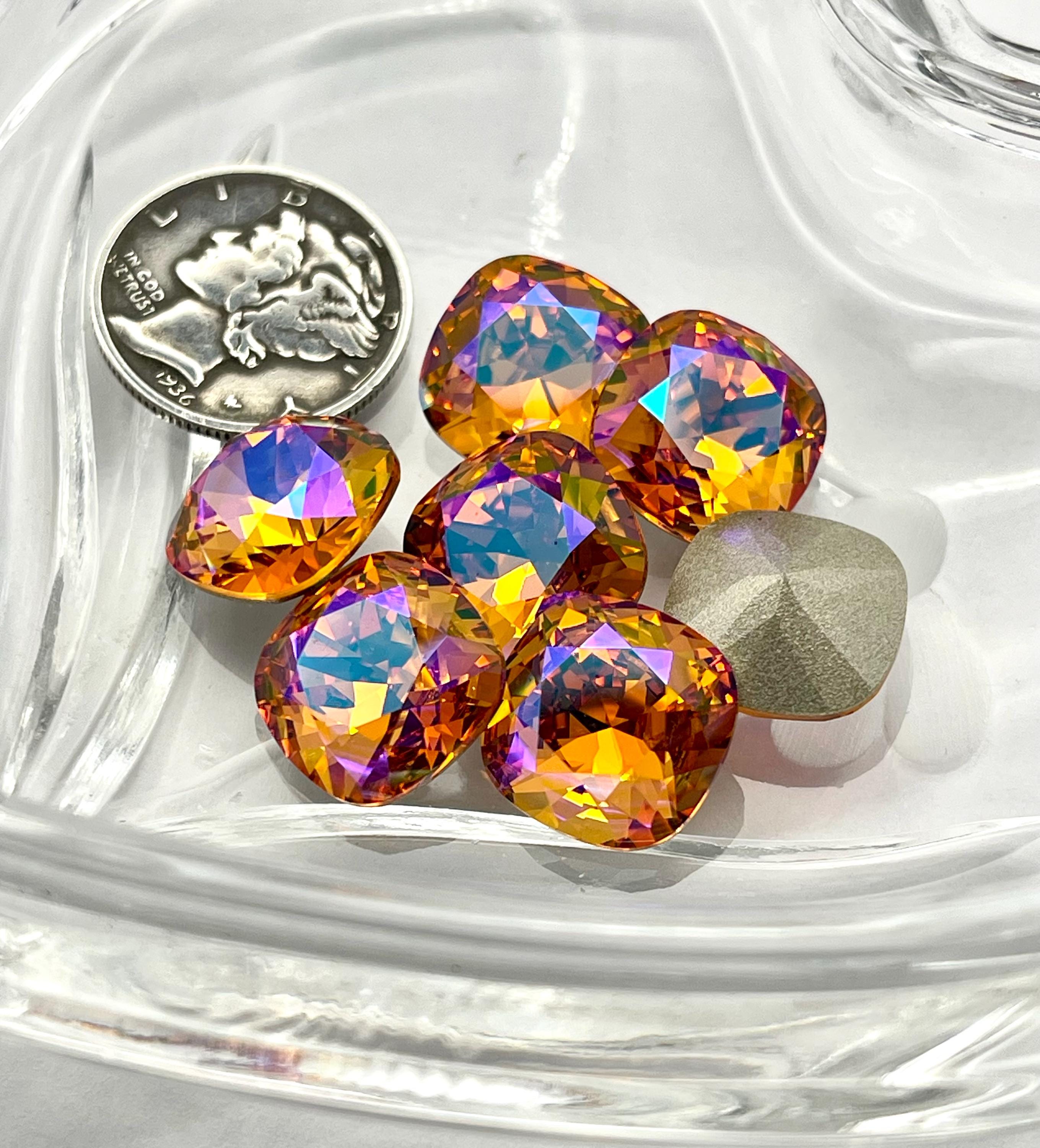 ダークオレンジ イルミネ F (12 mm) スワロフスキー 4470 クッション