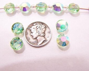 Chrysolite AB (8mm) RARE Vintage Swarovski Art 5100 Crystal Lentil Beads