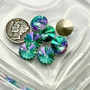 Pietre Swarovski 1122 Rivoli color turchese chiaro Glimmer F (12 mm)