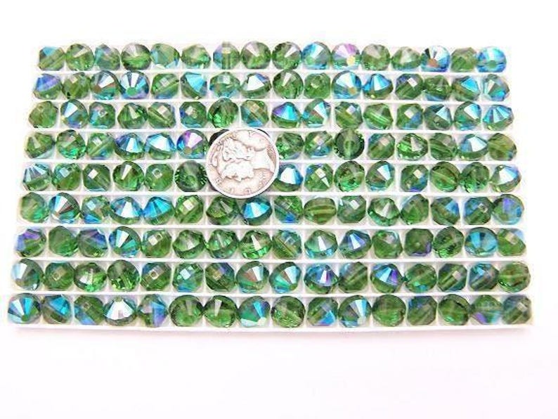 Green Turmaline AB (8mm) RARE Vintage Swarovski Art 5101 Crystal Beads image 3