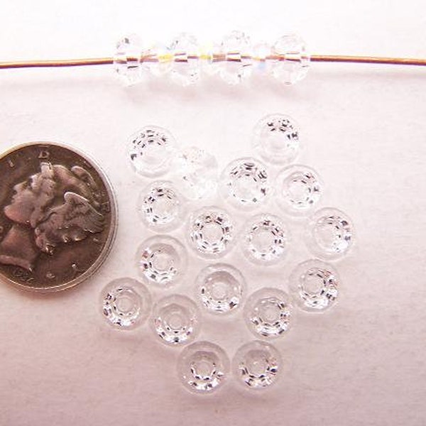 Clear Crystal (6mm) Vintage Swarovski 5308 Crystal Rondelle Spacer Beads