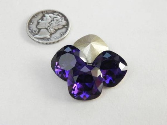 2 piece 4470 Amethyst 12mm Crystal Square Cushion Cut 2 piece 4470 Amethyst 12mm Crystal Square Cushion Cut
