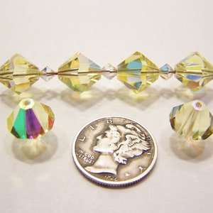 Jonquil AB (10mm) Vintage Swarovski 5301 Bicone Crystal Beads