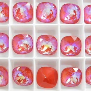 Ultra Poppy AB UNF (12 mm) Swarovski 4470 Pedras de corte almofada