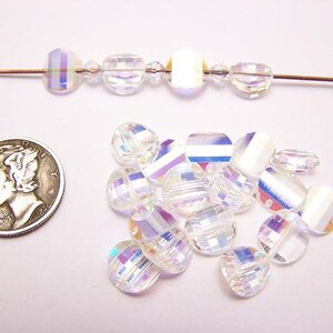 Crystal AB - Aurora Borealis (8mm) RARE Vintage Swarovski Art 5107 Pagoda Beads (1 right, 1 Left)