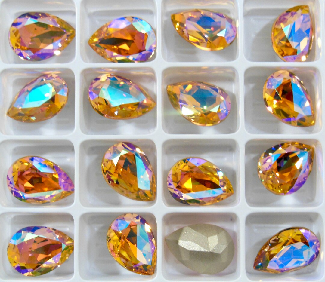 Light Pearstone Light Peach Illumine F (18x13mm) Preciosa 4320 Pear Shape Fancy Stones ...