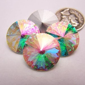 Crystal Aurora Borealis F (16mm) Vintage Swarovski 1122 Rivoli Rhinestones