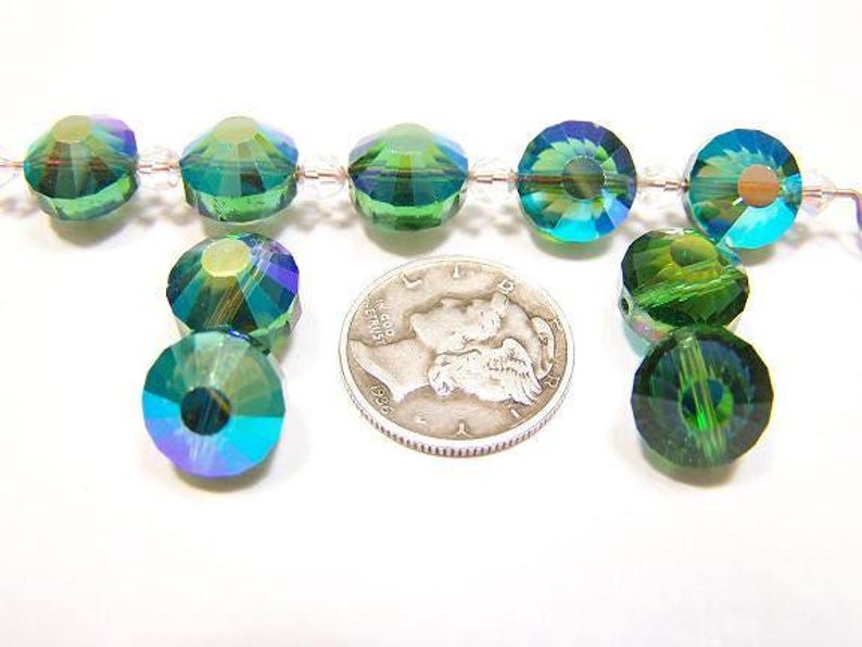 Green Turmaline AB (8mm) RARE Vintage Swarovski Art 5101 Crystal Beads image 1