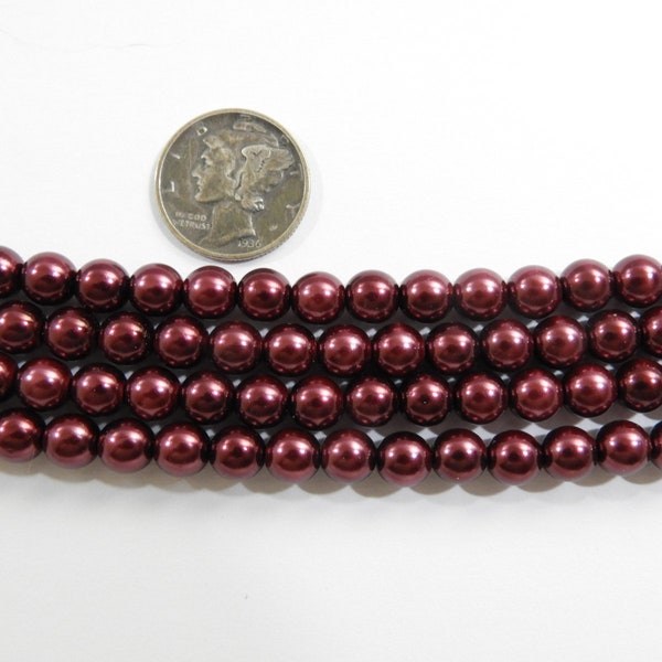 Burgundy Glass Pearls (2mm, 3mm, 4mm or 6mm) 1 - Full Stand Czech Beads