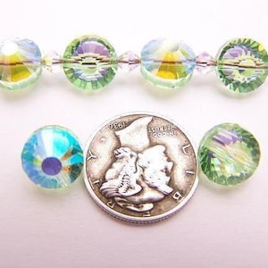 Chrysolite AB (9 mm i 10 mm) RZADKIE zabytkowe koraliki kryształowe Swarovski 5101