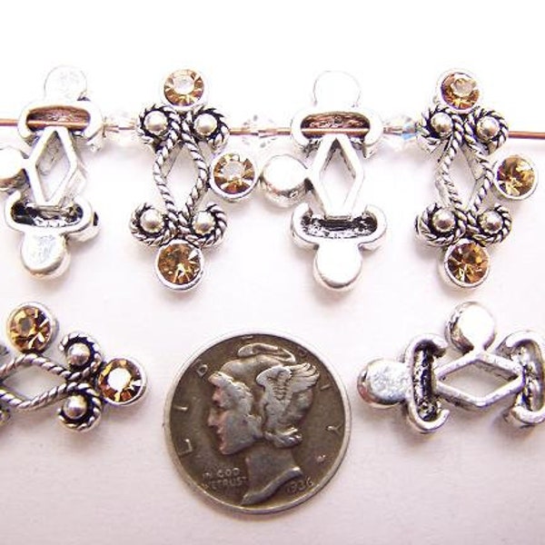 Colorado Topaz Antique Silver Base Metal (22x12mm) Connector Beads