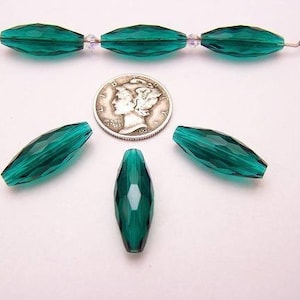 Emerald (17.5x7mm or 20x8mm) RARE Vintage Swarovski 5207 Faceted Elongated Beads