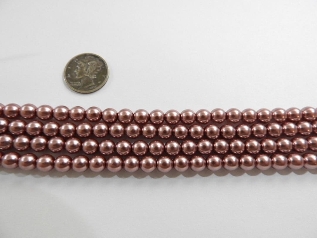 Rose Gold Glass Pearls (2mm, 3mm, 4mm or 6mm) 1 - Full Stand Czech ...