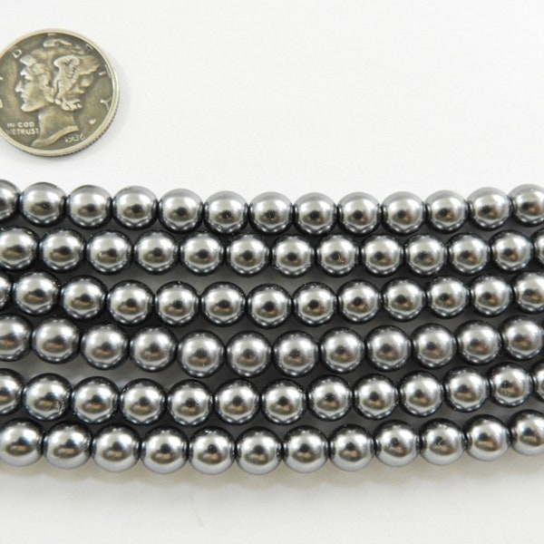 Gun Metal Grey Glass Pearls (2mm, 3mm, 4mm or 6mm) 1 - Full Stand Czech Beads