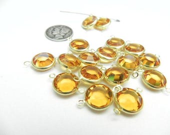 Topaz 2 Loop Brass Crystal 11mm Vintage Swarovski Channel Connectors