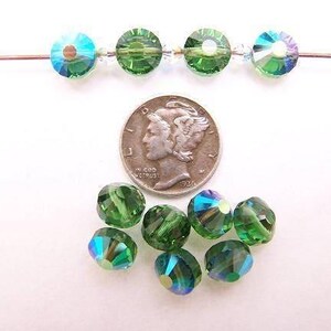 Green Turmaline AB (8mm) RARE Vintage Swarovski Art 5101 Crystal Beads image 2