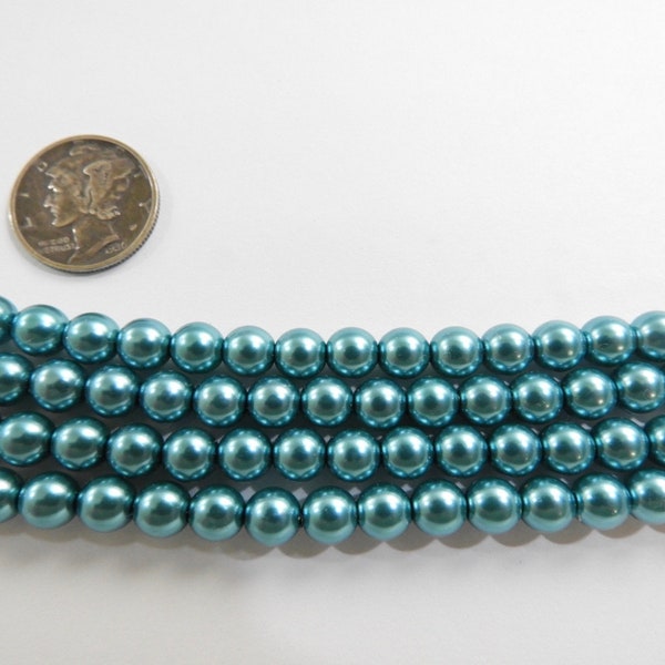 Aqua Blue Glass Pearls (2mm, 3mm, 4mm or 6mm) 1 - Full Stand Czech Beads