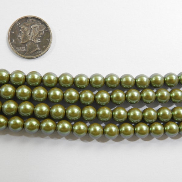 Pearlescent Moss Glass Pearls (2mm, 3mm, 4mm or 6mm) 1 - Full Stand Czech Beads