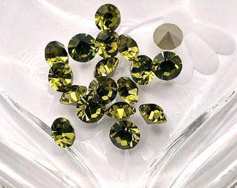 Khaki F (29ss - 6mm) Preciosa Maxima Chaton Rhinestones