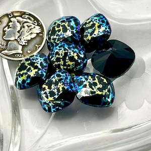 Jet White Patina F (12mm) Swarovski 4470 Square Cushion Cut Stones