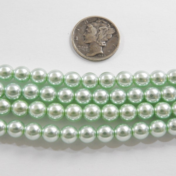 Aqua Green Glass Pearls (2mm, 3mm, 4mm or 6mm) 1 - Full Stand Czech Beads