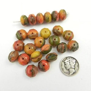 Cuentas de vidrio redondas facetadas multicolor Unikite Sunset (10 x 6 mm)